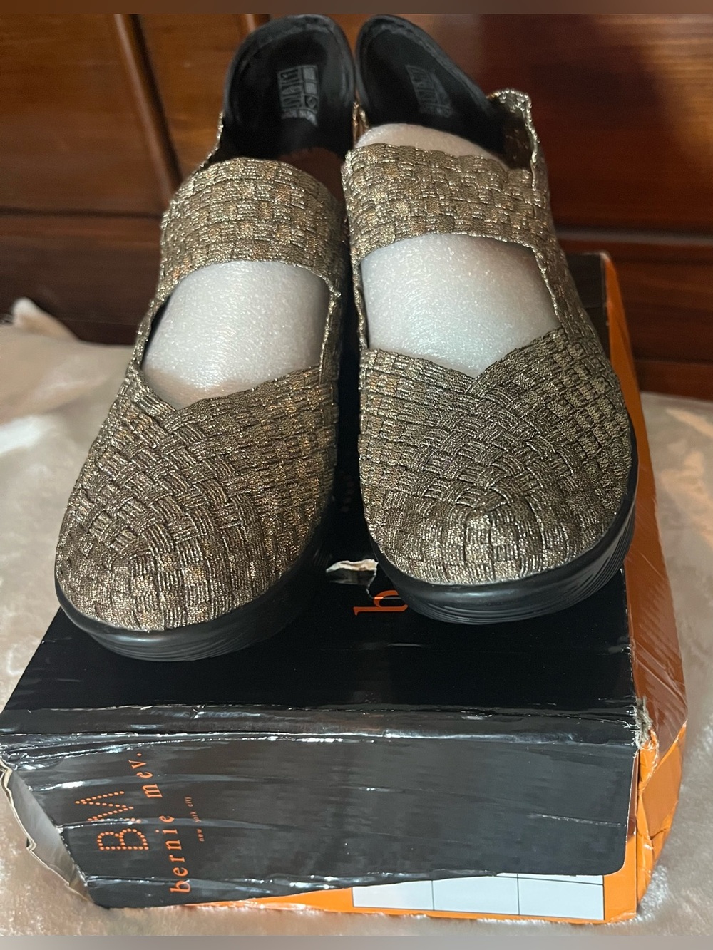 Bernie Mev Bronze Woven Mary Jane Size 38 new